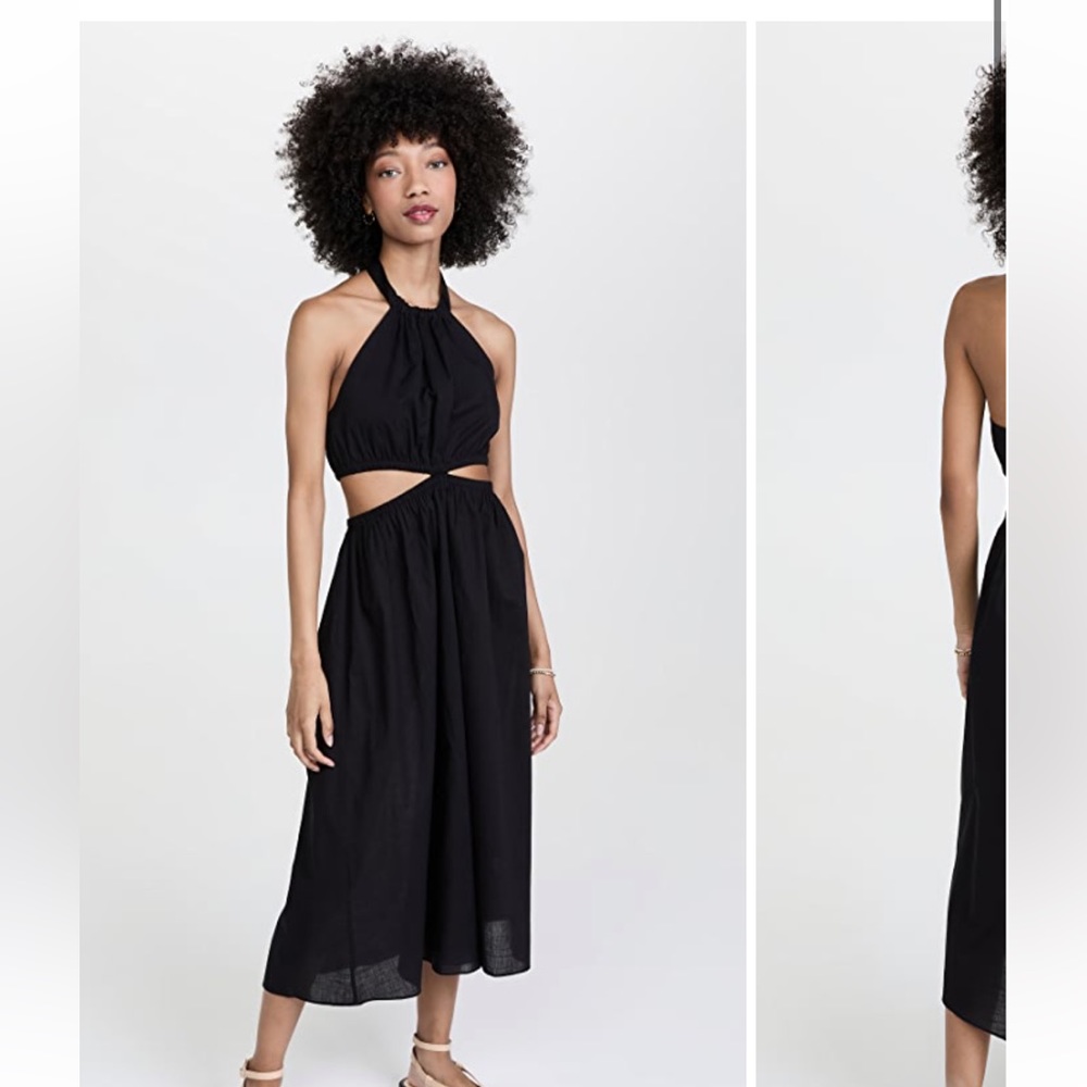 Cut out black dress with neck tie. Size M.